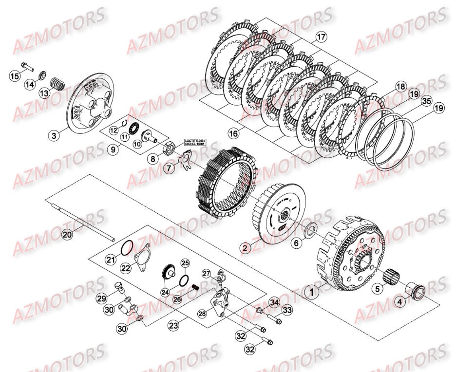 Embrayage AZMOTORS PiÃ¨ces Beta RR 4T 450 Enduro - 2014