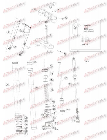 Fourche No Serie 201258 A 201420 AZMOTORS PiÃ¨ces Beta RR 4T 450 Enduro - 2014