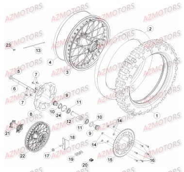 Roue Arriere AZMOTORS PiÃ¨ces Beta RR 4T 450 Enduro - 2014