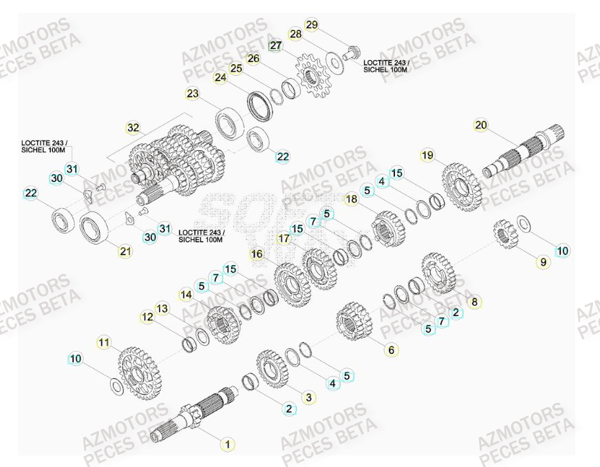 PIGNON DE TRANSMISSION SECONDA IRE - BETA pour TRANSMISSION de RR-4T-480-15