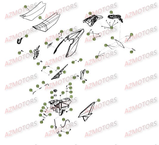 Carenages   Reservoir   Selle AZMOTORS PiÃ¨ces Beta RR 4T 498 Enduro - 2012