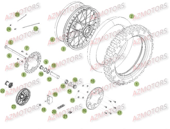 Roue Arriere Du No Serie 350001 A 360000 AZMOTORS PiÃ¨ces Beta RR 4T 498 Enduro - 2012