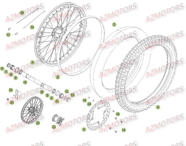 Roue Avant Du No Serie 300405 A 350000 AZMOTORS PiÃ¨ces Beta RR 4T 498 Enduro - 2012