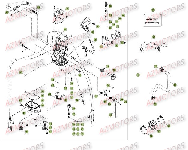 Carburateur AZMOTORS PiÃ¨ces Beta RR 4T 498 Enduro - 2013