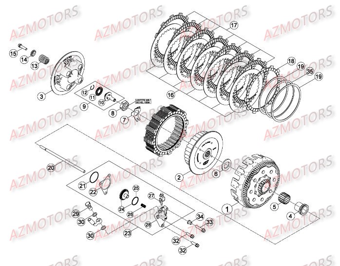 Transmission Principale   Embrayage AZMOTORS PiÃ¨ces Beta RR 4T 498 Enduro - 2013