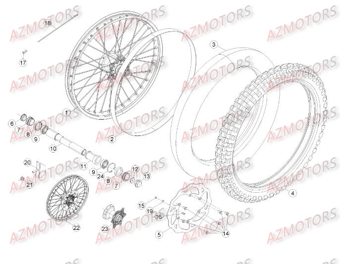 Roue Avant AZMOTORS PiÃ¨ces Beta RR 4T 498 Enduro - 2014