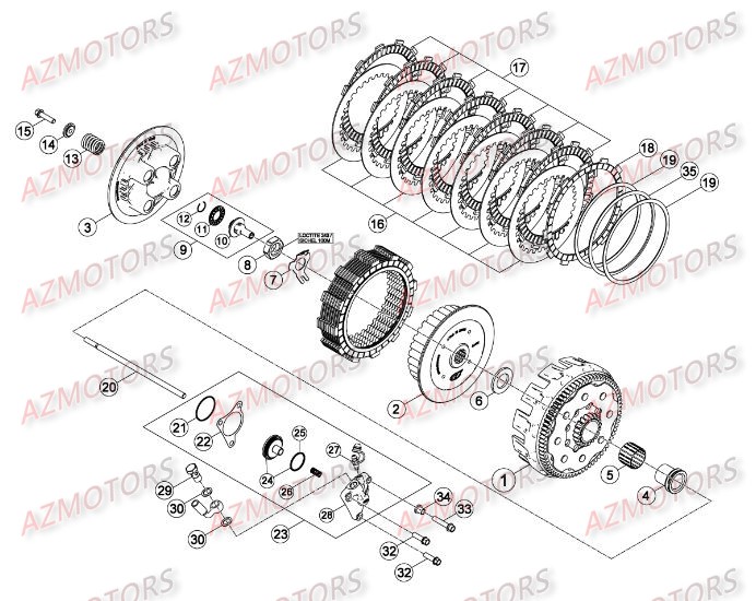 Transmission Principale   Embrayage AZMOTORS PiÃ¨ces Beta RR 4T 498 Enduro - 2014