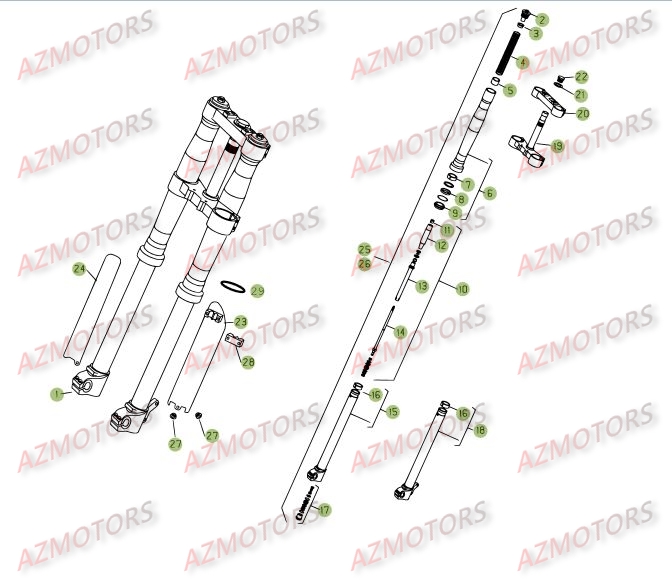 Fourche AZMOTORS PiÃ¨ces BETA RR 4T 525 - [2006-2005]