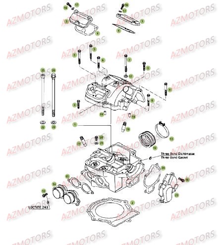 Cylindre Culasse Distribution AZMOTORS PiÃ¨ces Beta RR 4T 525 Enduro - 2009