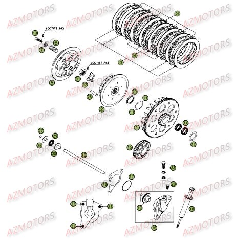 Transmission Principale Embrayage AZMOTORS PiÃ¨ces Beta RR 4T 525 Enduro - 2009