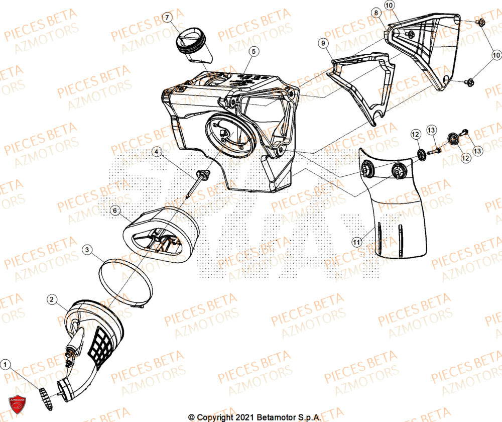 Filtre A Air AZMOTORS PiÃ¨ces Beta RR 50 RACE - 2025