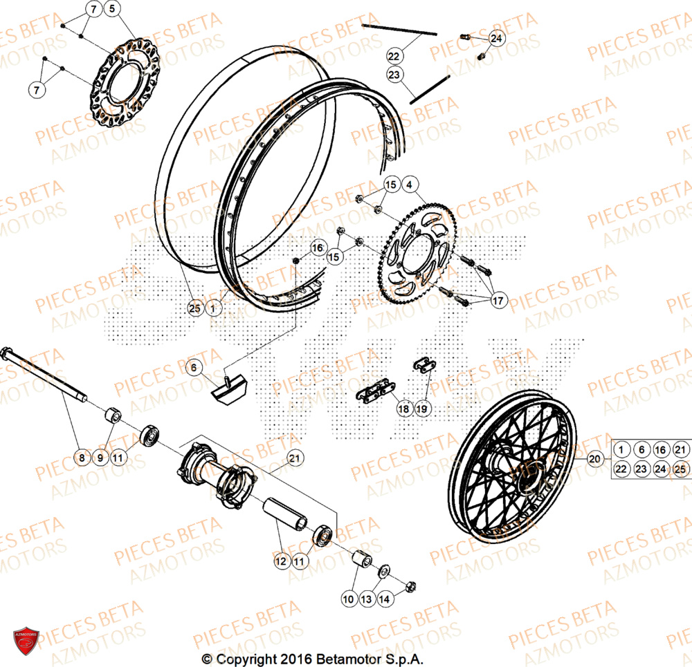 Roue Arriere AZMOTORS PiÃ¨ces Beta RR 50 RACE - 2025