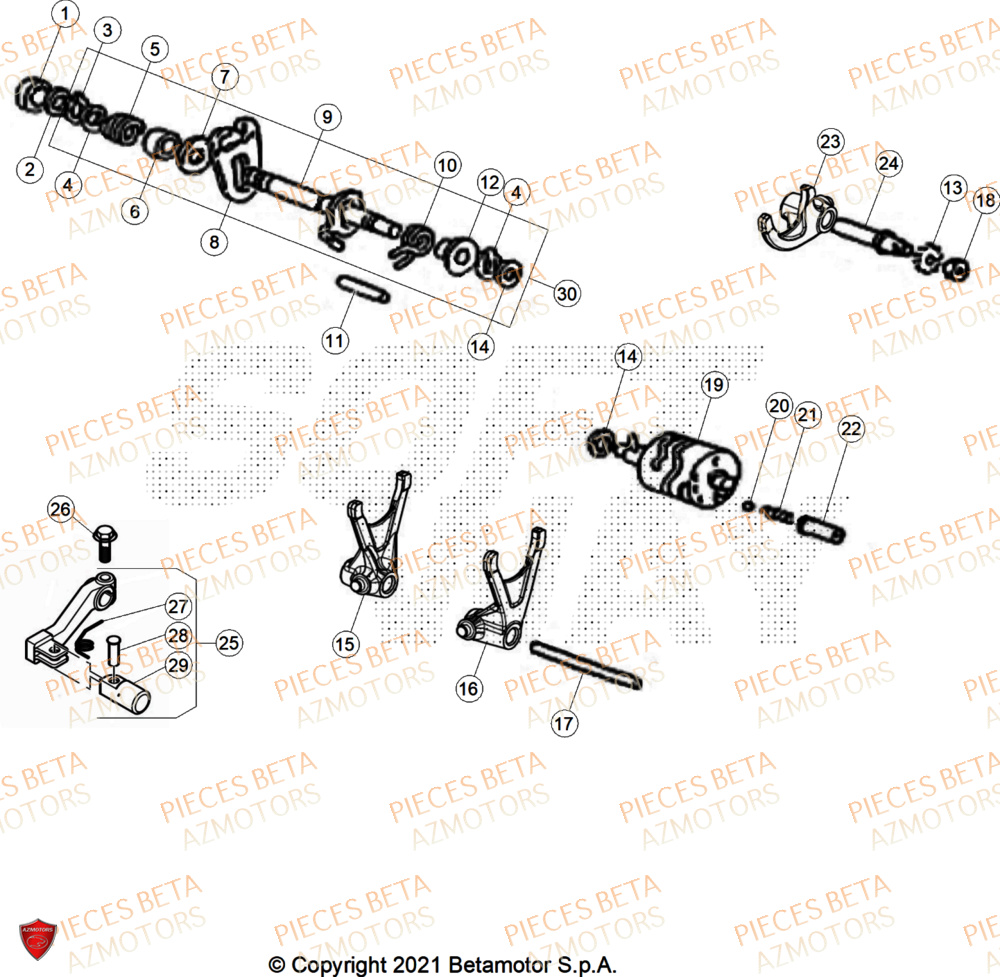 Selecteur De Vitesses AZMOTORS PiÃ¨ces Beta RR 50 RACE - 2025