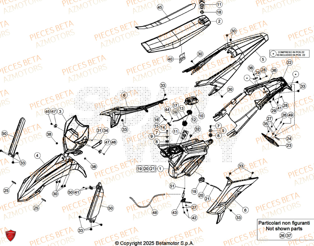 Carenages AZMOTORS PiÃ¨ces Beta RR 50 RACE - 2026