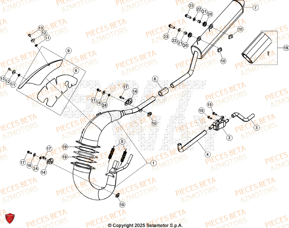 Echappement AZMOTORS PiÃ¨ces Beta RR 50 RACE - 2026