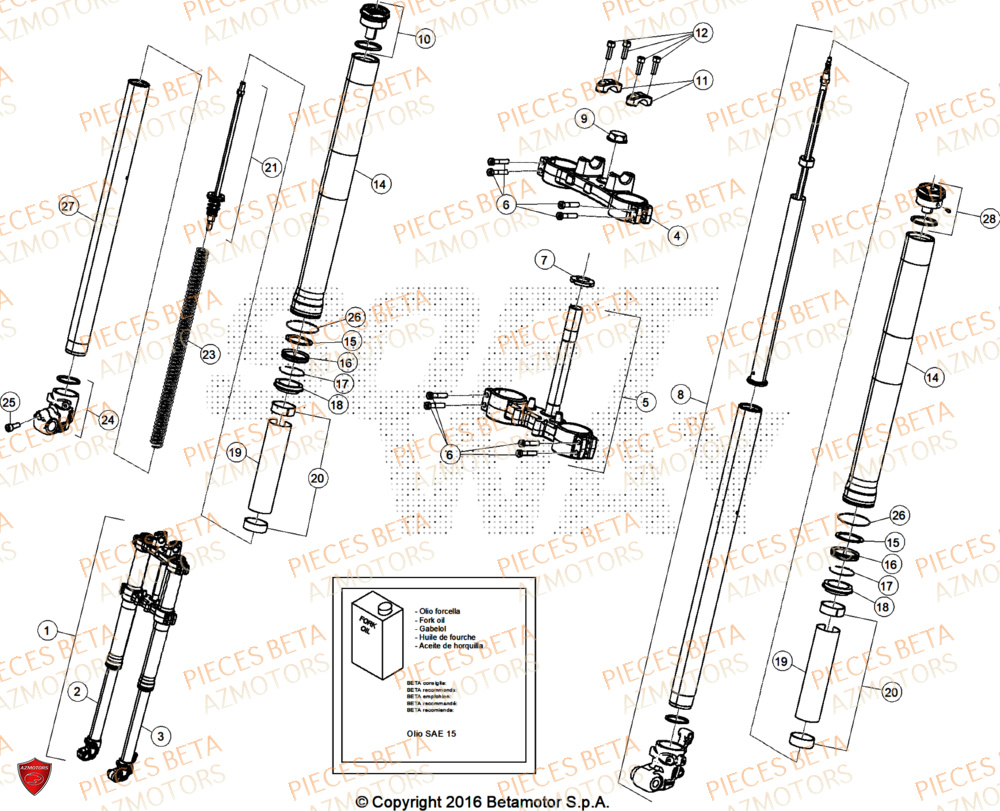 Fourche AZMOTORS PiÃ¨ces Beta RR 50 RACE - 2026