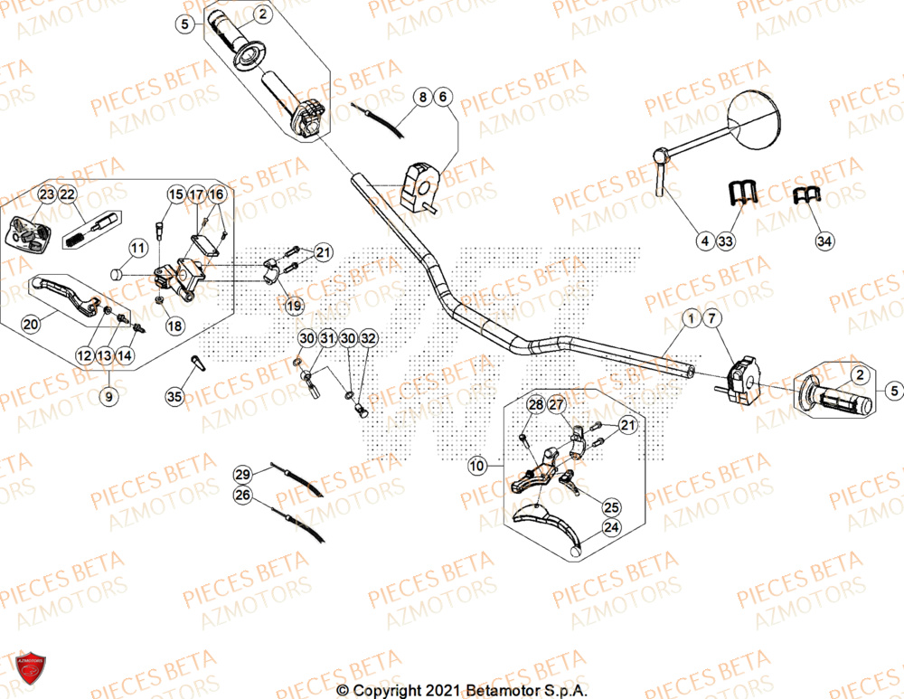 Guidon AZMOTORS PiÃ¨ces Beta RR 50 RACE - 2026