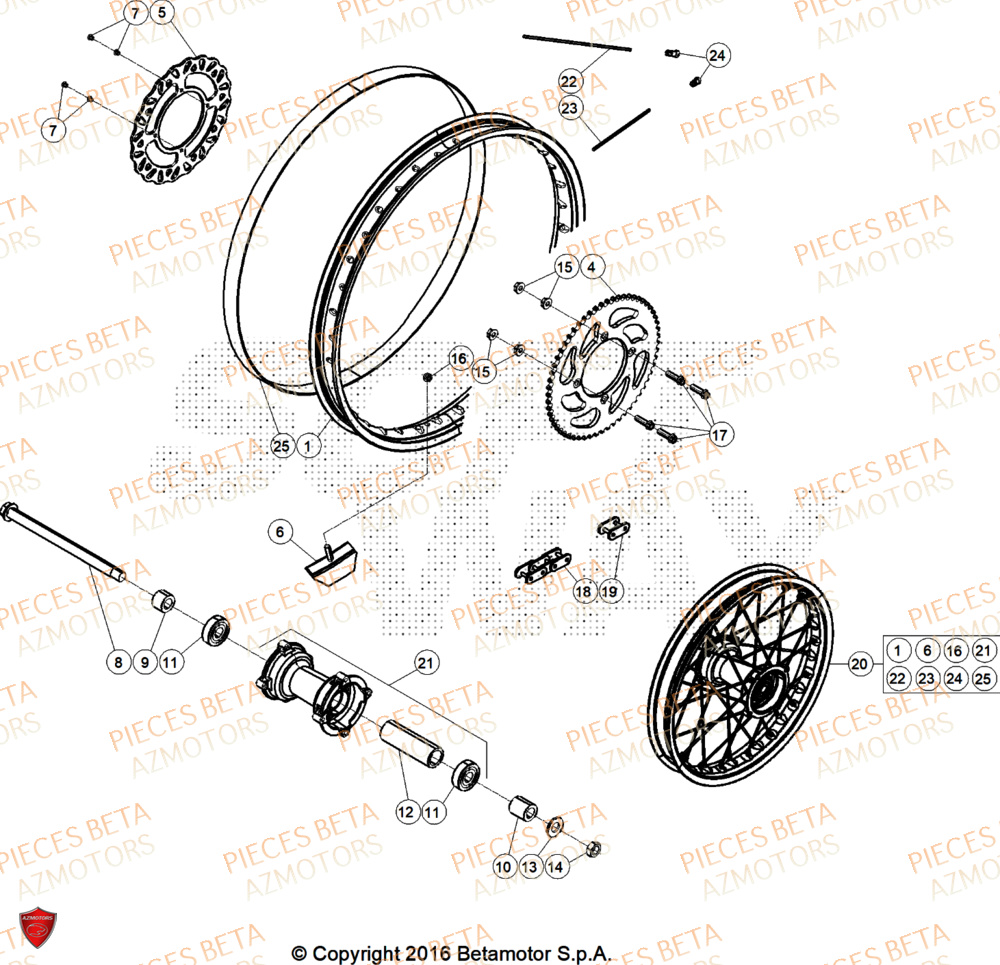 Roue Arriere AZMOTORS PiÃ¨ces Beta RR 50 RACE - 2026