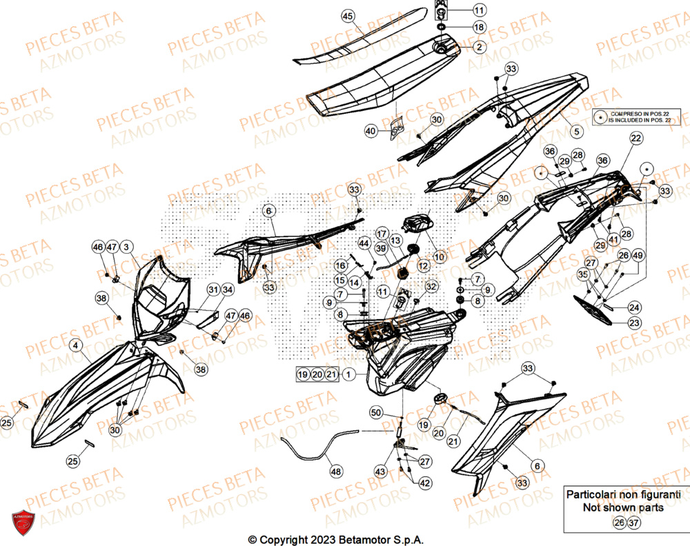 Carenages AZMOTORS PiÃ¨ces Beta RR 50 SPORT - 2025