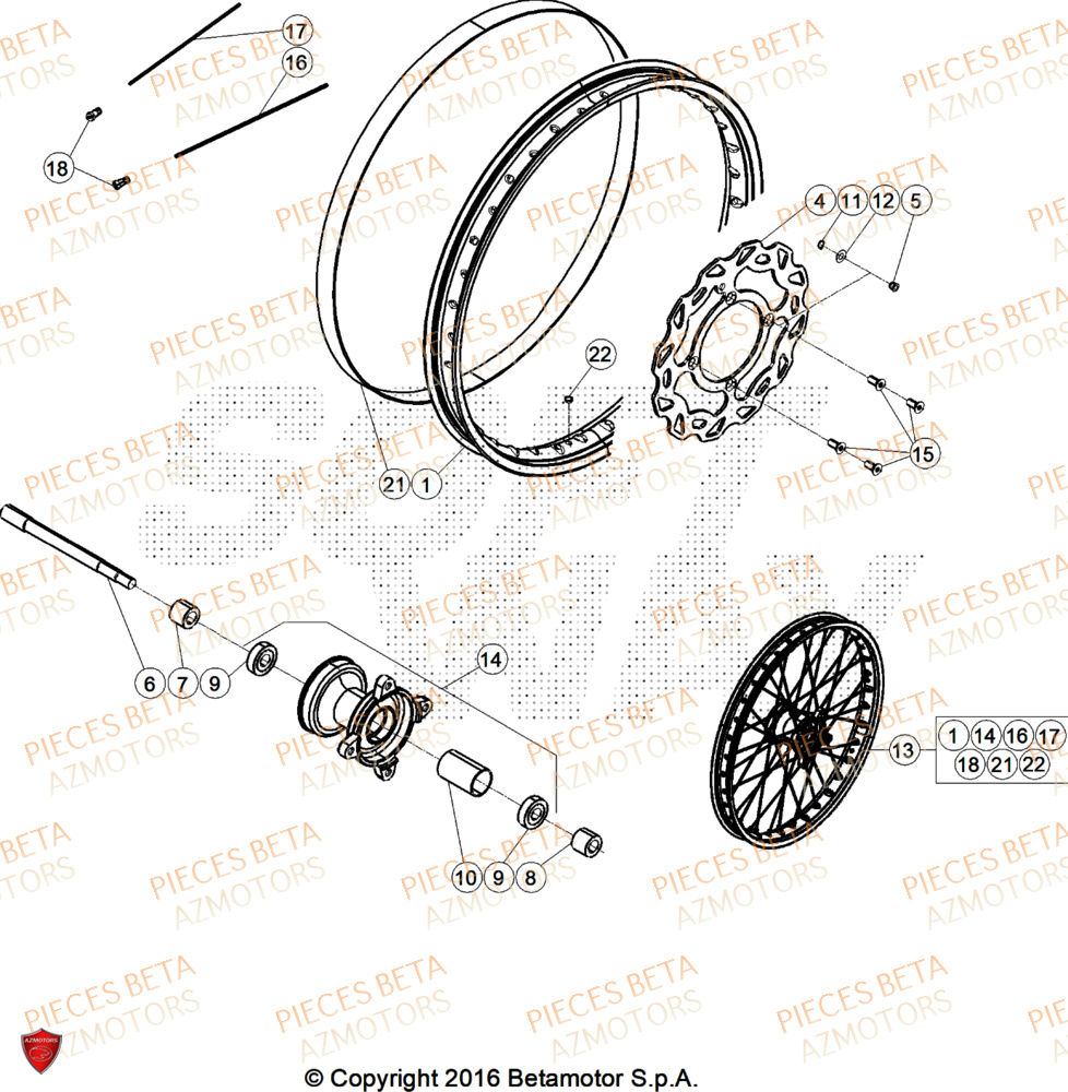 Roue Avant AZMOTORS PiÃ¨ces Beta RR 50 SPORT - 2025