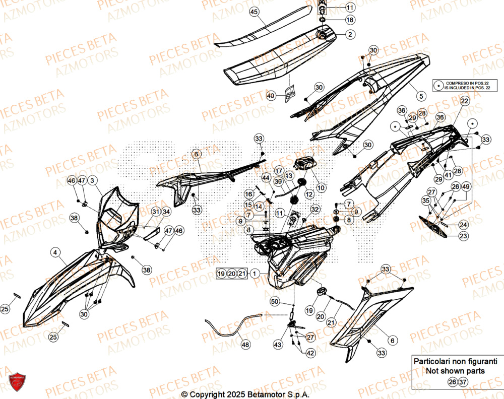 Carenages AZMOTORS PiÃ¨ces Beta RR 50 SPORT - 2026