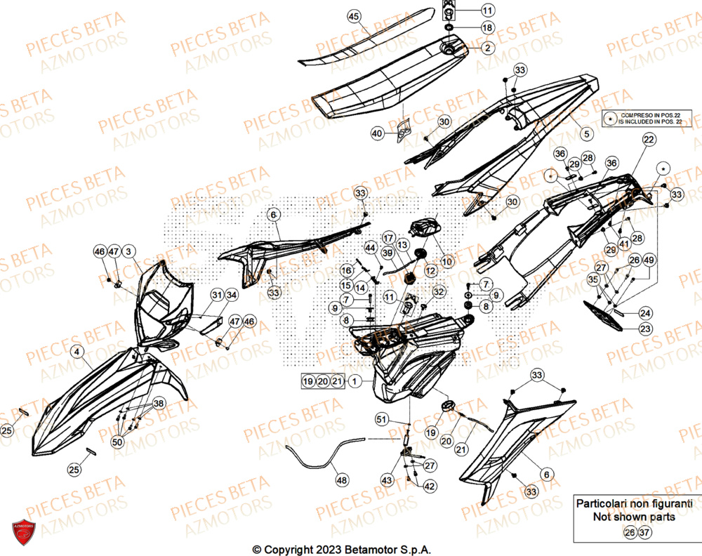 Carenages AZMOTORS PiÃ¨ces Beta RR 50 STANDARD - 2025