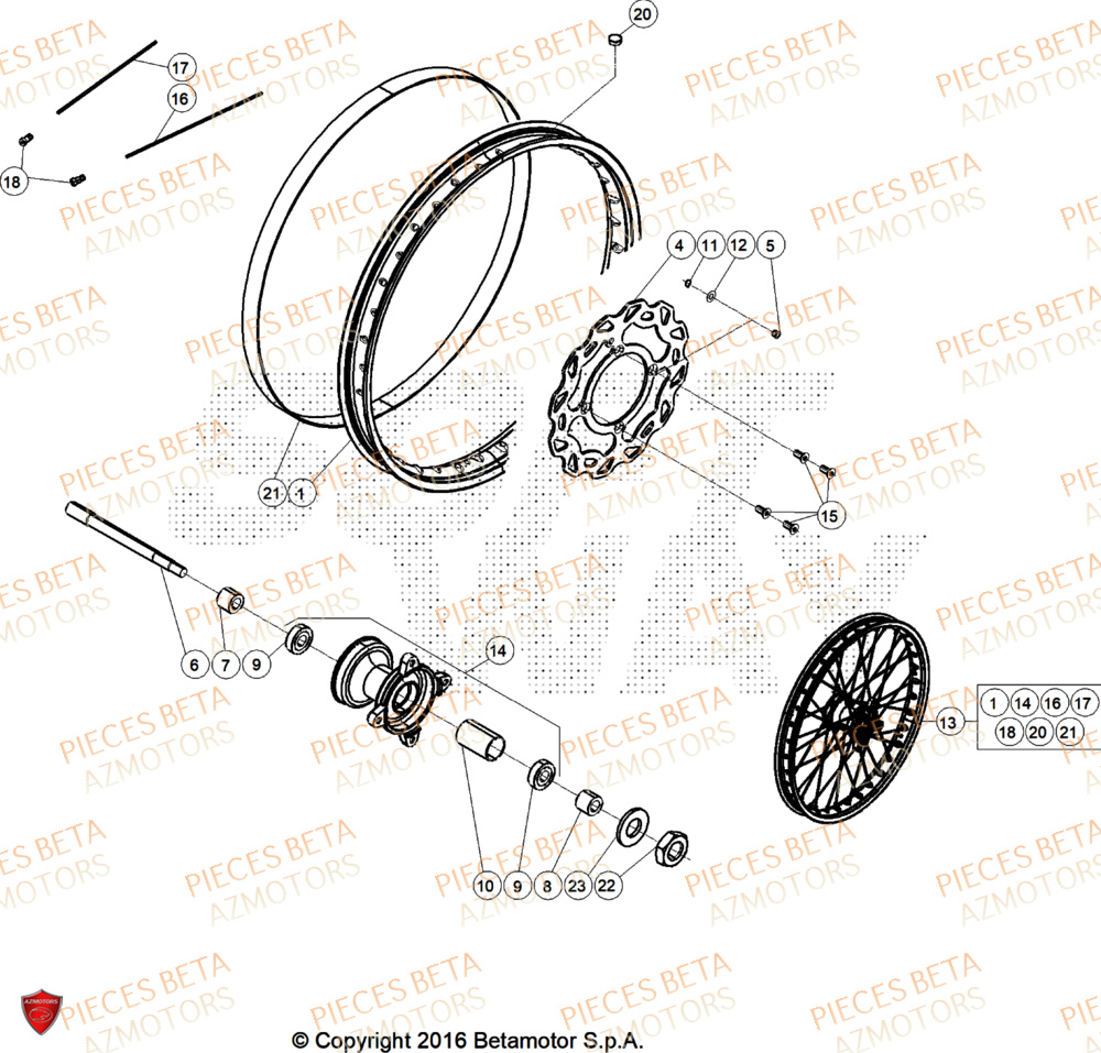 Roue Avant AZMOTORS PiÃ¨ces Beta RR 50 STANDARD - 2025