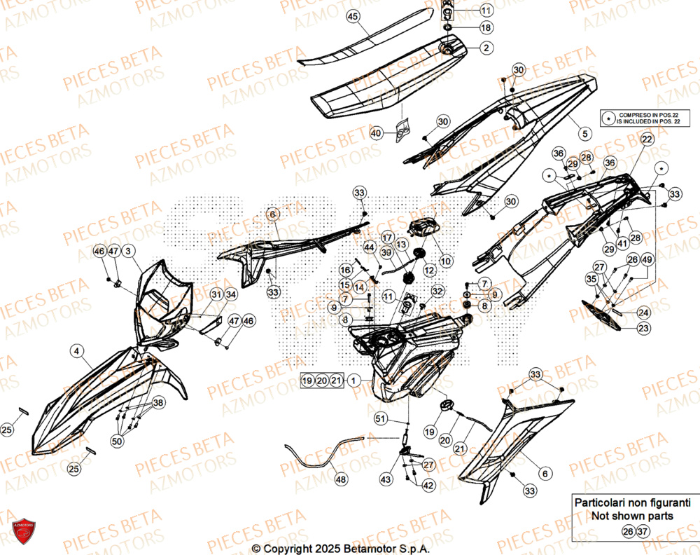 Carenages AZMOTORS PiÃ¨ces Beta RR 50 STANDARD - 2026
