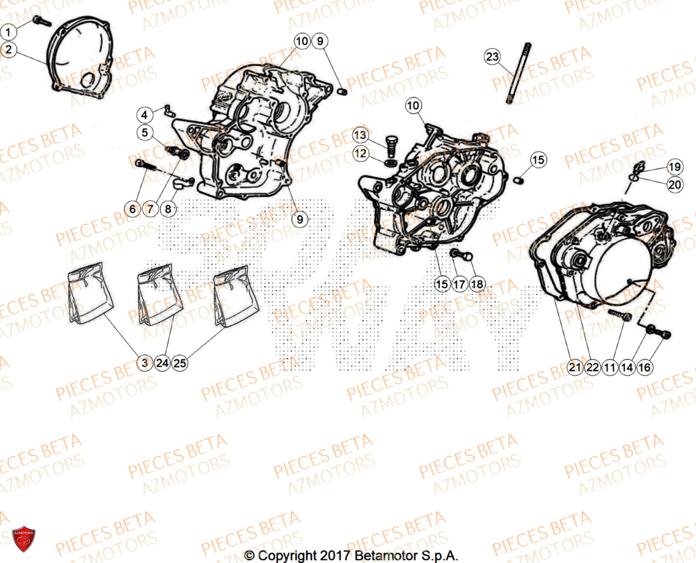 Carter Moteur AZMOTORS PiÃ¨ces Beta RR 50 STANDARD - 2026