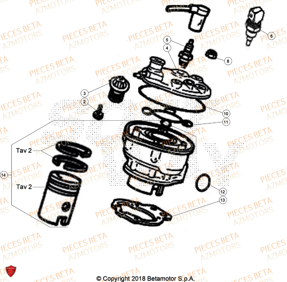 Cylindre AZMOTORS PiÃ¨ces Beta RR 50 STANDARD - 2026