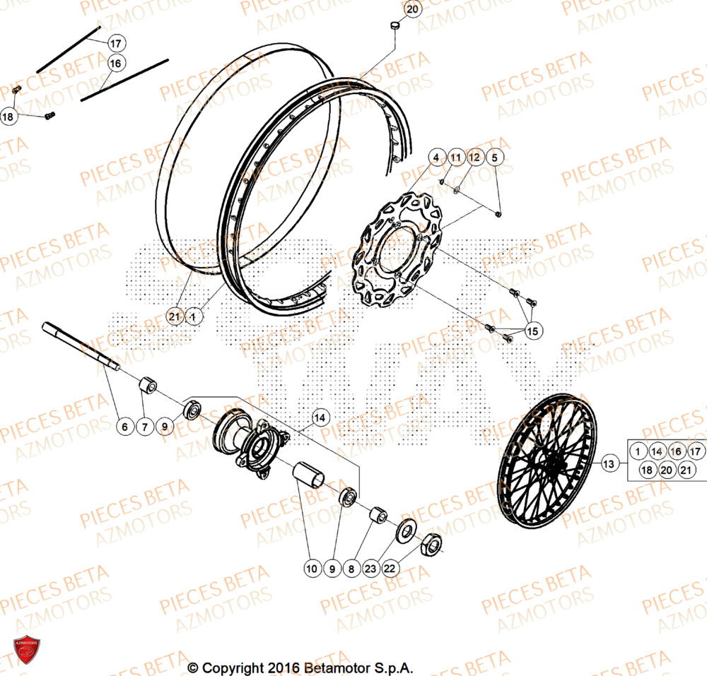 Roue Avant AZMOTORS PiÃ¨ces Beta RR 50 STANDARD - 2026