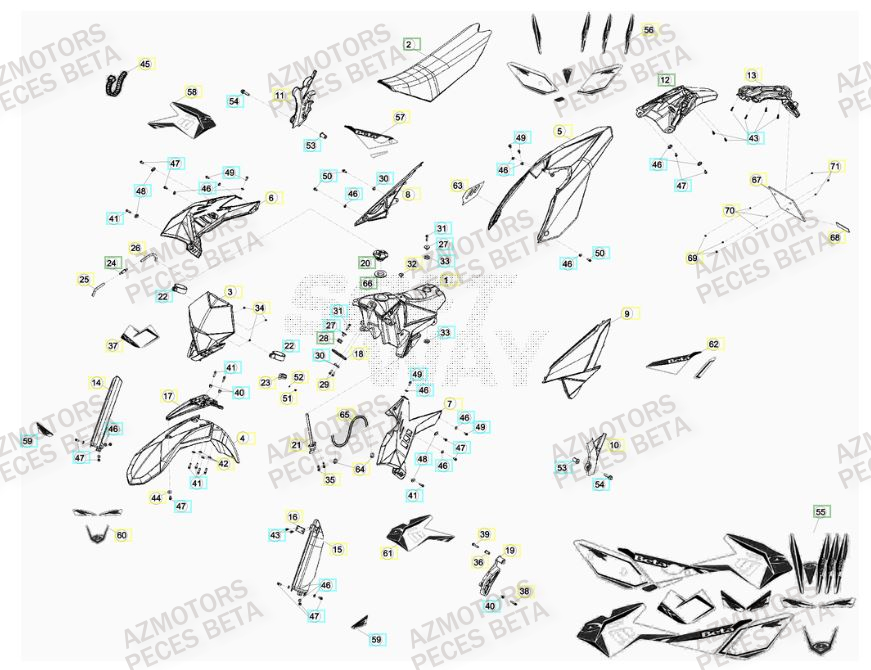 Carenage AZMOTORS PiÃ¨ces BETA RR 400CC FACTORY 4T - [2011]