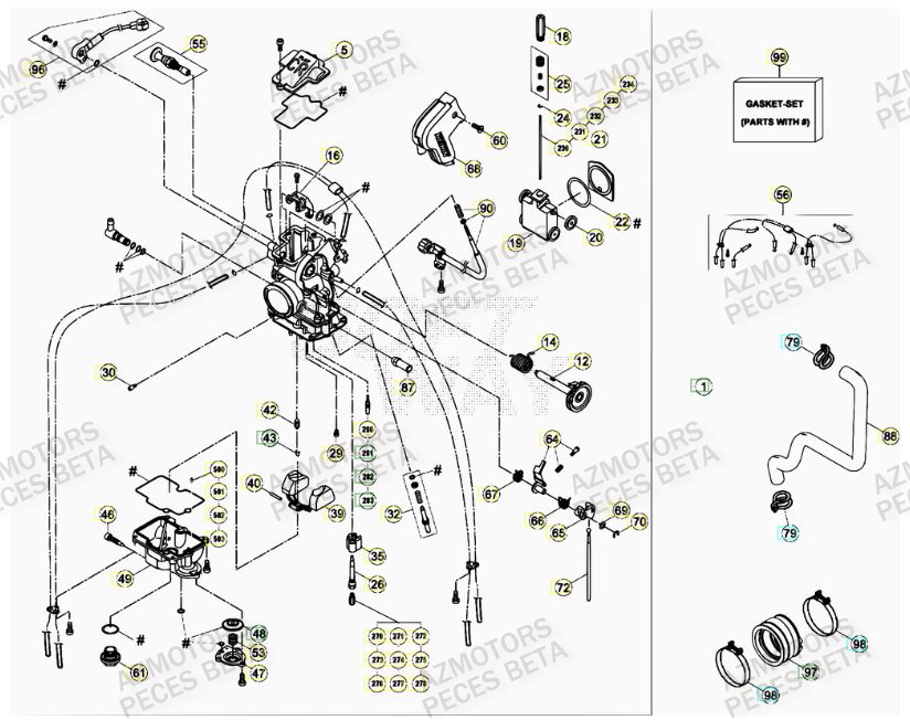 Carburateur AZMOTORS PiÃ¨ces BETA RR 450CC FACTORY 4T - [2011]