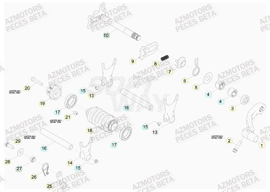 Selecteur De Vitesses AZMOTORS PiÃ¨ces BETA RR 450CC FACTORY 4T - [2011]