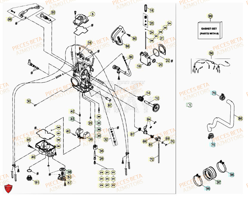 Carburateur AZMOTORS PiÃ¨ces BETA RR 520CC FACTORY 4T - [2011]