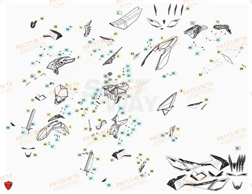 Carenage AZMOTORS PiÃ¨ces BETA RR 520CC FACTORY 4T - [2011]