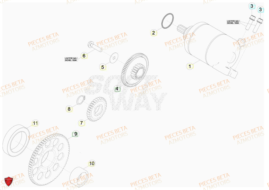 Demarreur AZMOTORS PiÃ¨ces BETA RR 520CC FACTORY 4T - [2011]