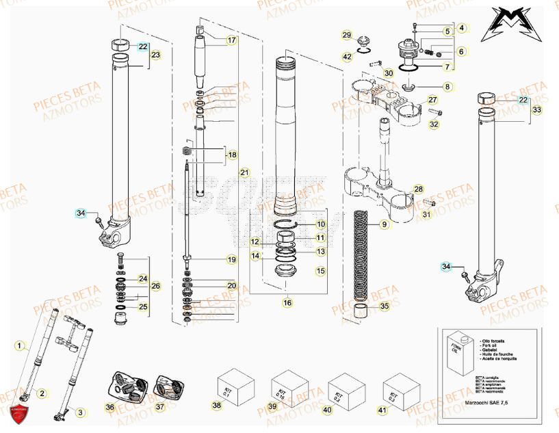 Fourche AZMOTORS PiÃ¨ces BETA RR 520CC FACTORY 4T - [2011]