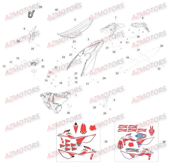 Carenages Arriere AZMOTORS PiÃ¨ces Beta RR 4T 350 Enduro - 2015