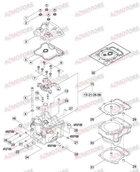 Cylindre Culasse AZMOTORS PiÃ¨ces Beta RR 4T 350 Enduro - 2015
