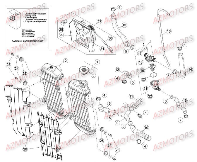 KIT ELECTRO VENTILATEUR RR 4T350 EFI - BETA pour RADIATEUR de RREFI-4T-350-15