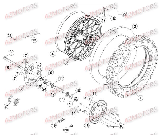 Roue Arriere AZMOTORS PiÃ¨ces Beta RR 4T 350 Enduro - 2015