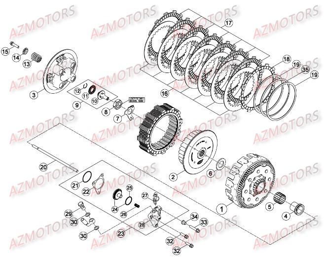 Transmission Principale Embrayage AZMOTORS PiÃ¨ces Beta RR 4T 350 Enduro - 2015