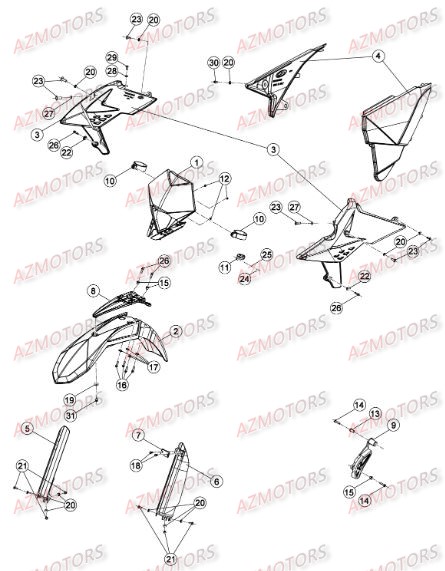 Carenages Reservoir Selle 2 AZMOTORS PiÃ¨ces Beta RR 4T 390 Enduro - 2015
