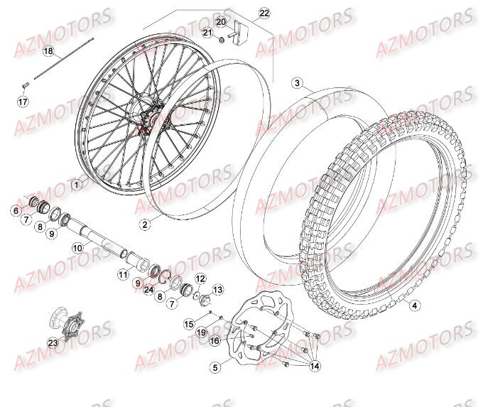 Roue Avant AZMOTORS PiÃ¨ces Beta RR 4T 390 Enduro - 2015