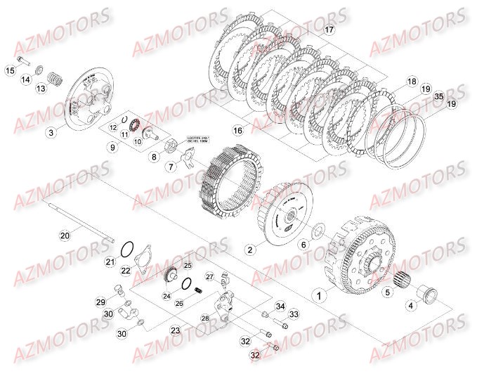 Transmission Principale Embrayage AZMOTORS PiÃ¨ces Beta RR 4T 390 Enduro - 2015