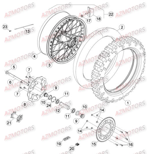 Roue Arriere AZMOTORS PiÃ¨ces Beta RR 4T 430 Enduro - 2015