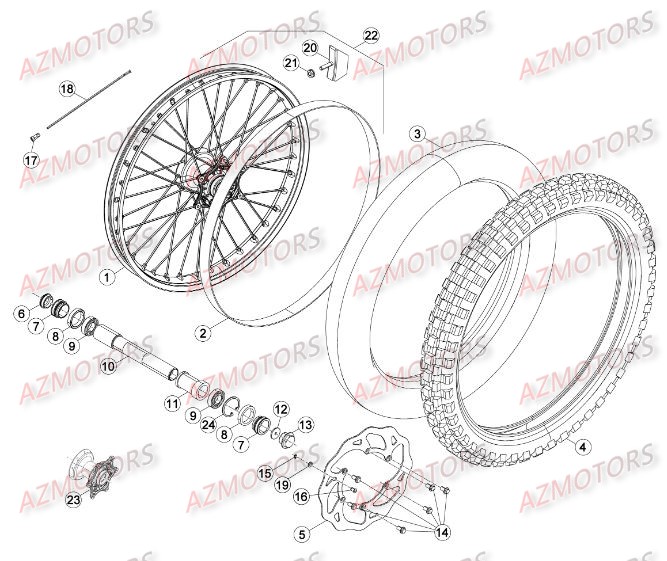 Roue Avant AZMOTORS PiÃ¨ces Beta RR 4T 430 Enduro - 2015