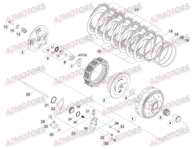 Transmission Principale Embrayage AZMOTORS PiÃ¨ces Beta RR 4T 430 Enduro - 2015