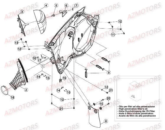 FILTRE AIR - BETA pour BOITIER DU FILTRE de RRRAC-2T-250-15